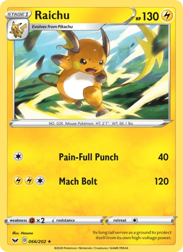 Raichu 66/202 Sword & Shield Pokémon card