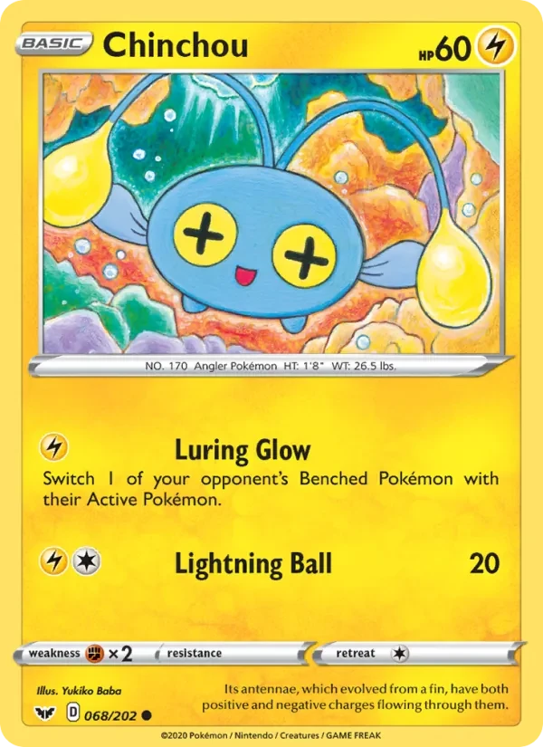 Chinchou 68/202 Sword & Shield Pokémon card