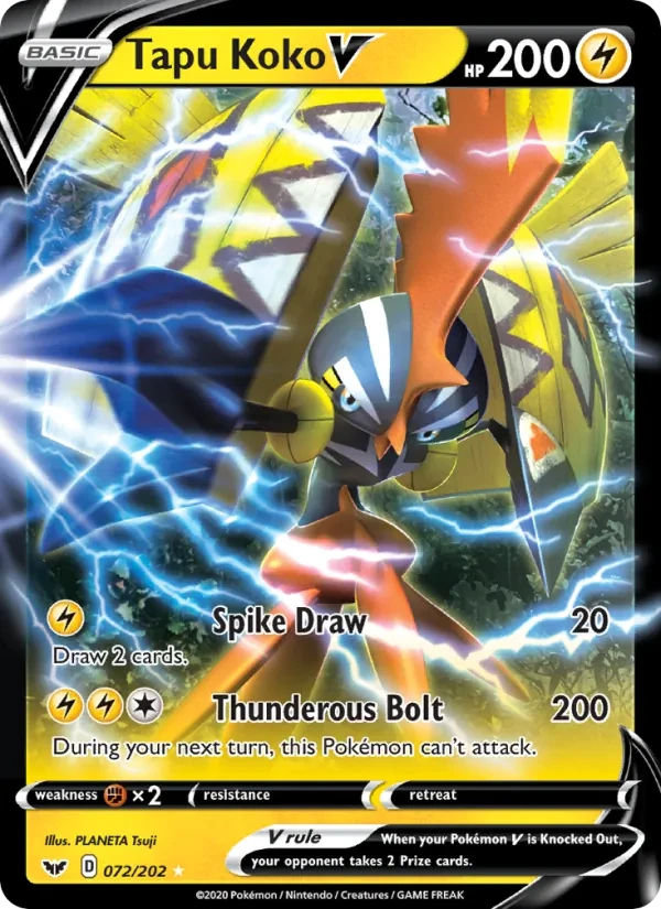 Tapu Koko V 72/202 Sword & Shield Pokémon card