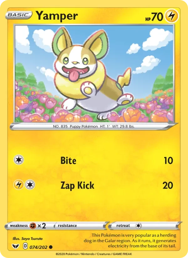 Yamper 74/202 Sword & Shield Pokémon card