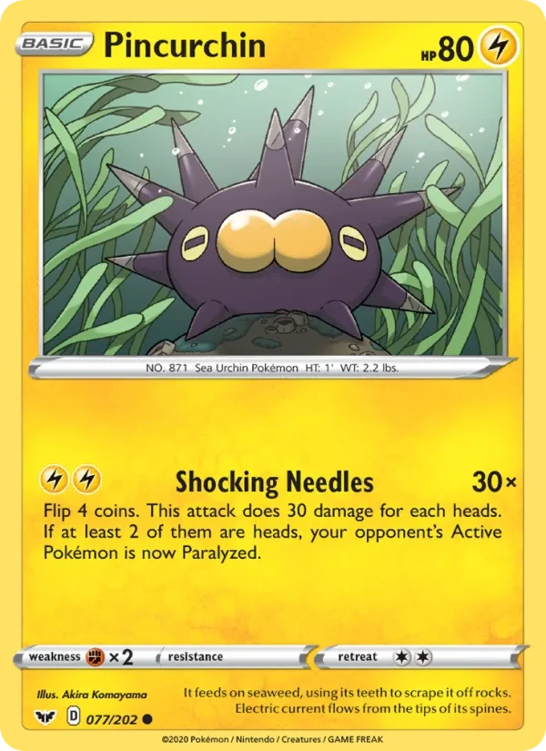 Pincurchin 77/202 Sword & Shield Pokémon card