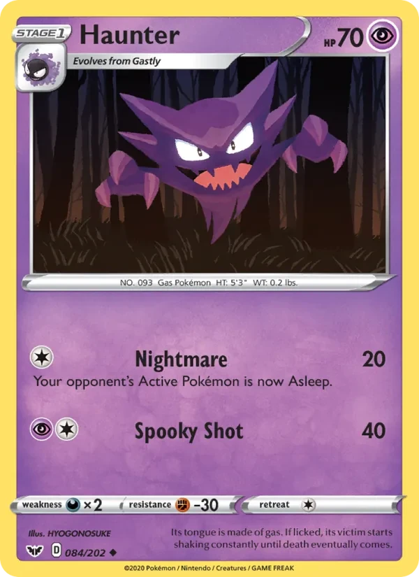 Haunter 84/202 Sword & Shield Pokémon card