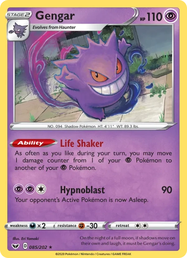 Gengar 85/202 Sword & Shield Pokémon card