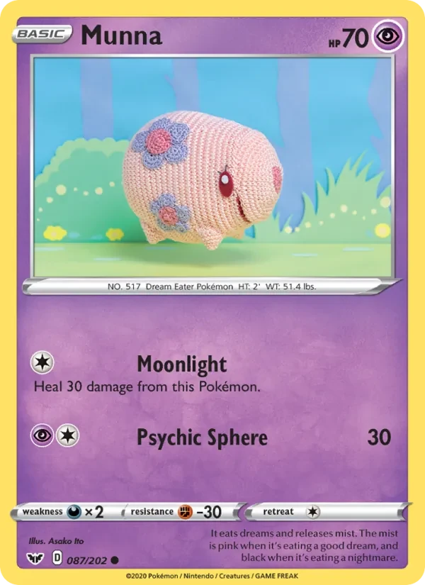 Munna 87/202 Sword & Shield Pokémon card