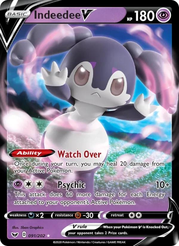 Indeedee V 91/202 Sword & Shield Pokémon card