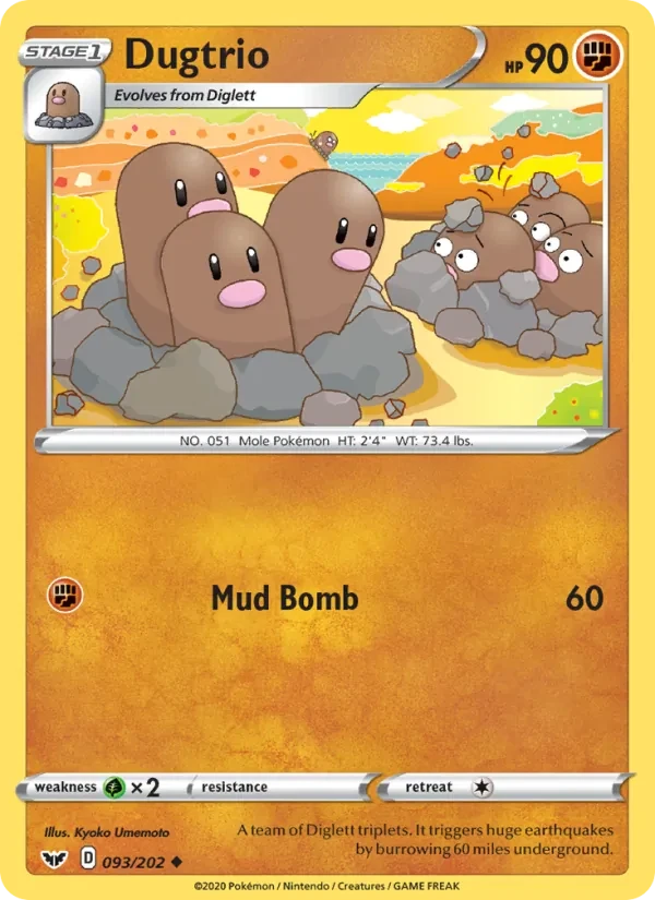 Dugtrio 93/202 Sword & Shield Pokémon card