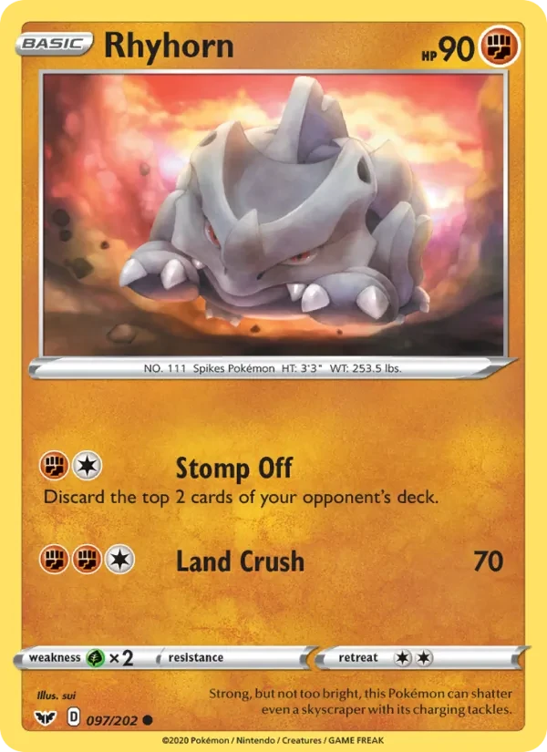 Rhyhorn 97/202 Sword & Shield Pokémon Karte