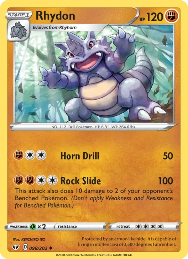 Rhydon 98/202 Sword & Shield Pokémon card