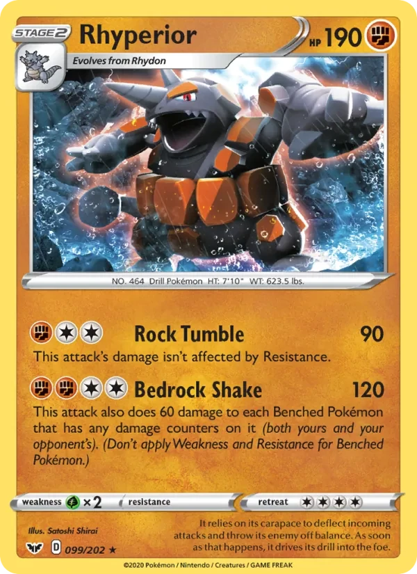 Rhyperior 99/202 Sword & Shield Pokémon card