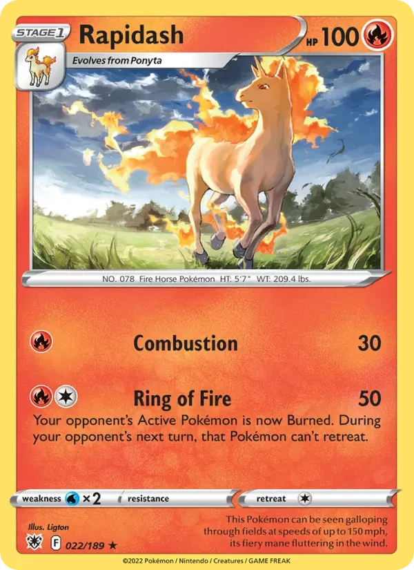 Rapidash 022/189 Astral Radiance Pokémon card
