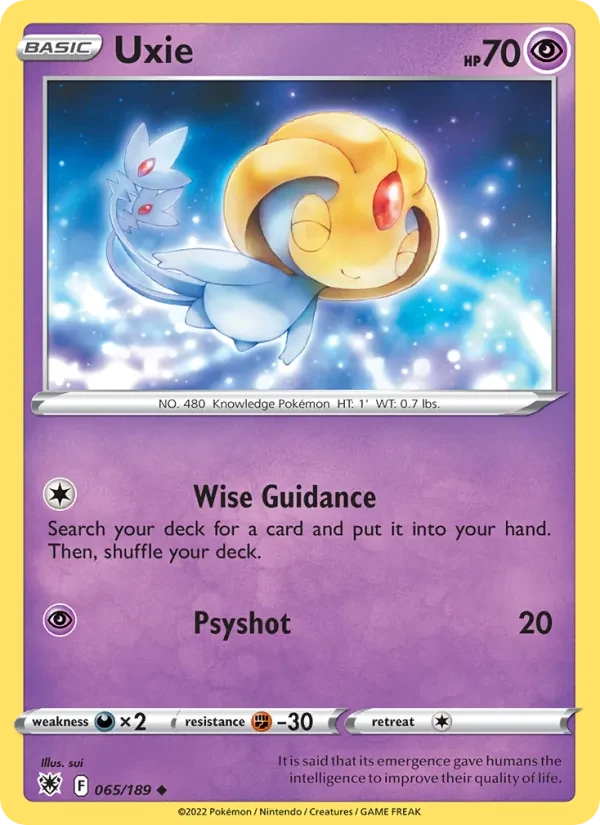 Uxie 065/189 Astral Radiance Pokémon card