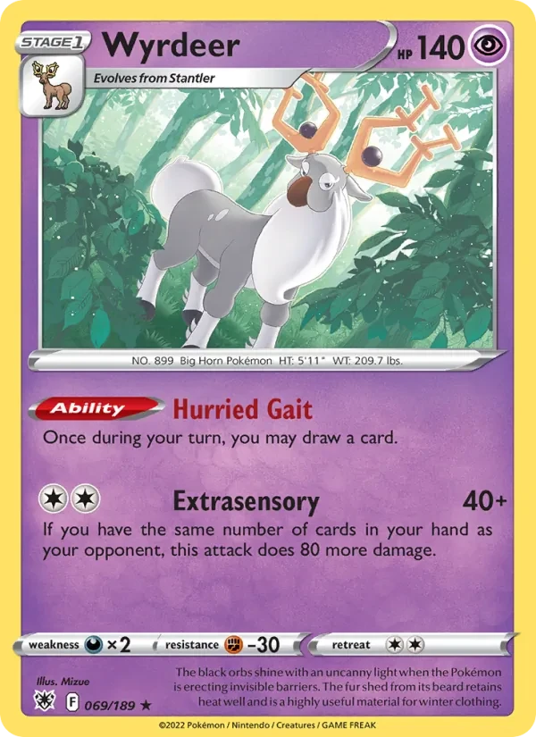 Wyrdeer 069/189 Astral Radiance Pokémon card