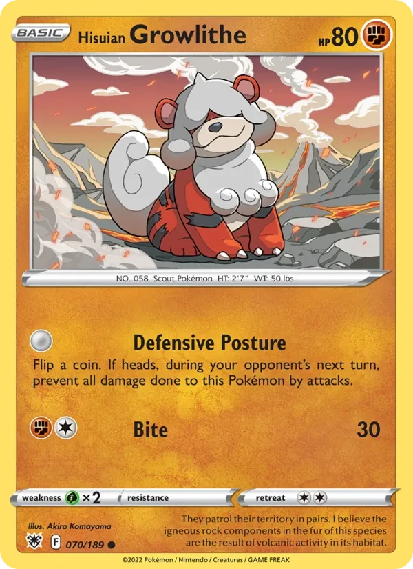 Hisuian Growlithe 070/189 Astral Radiance Pokémon card