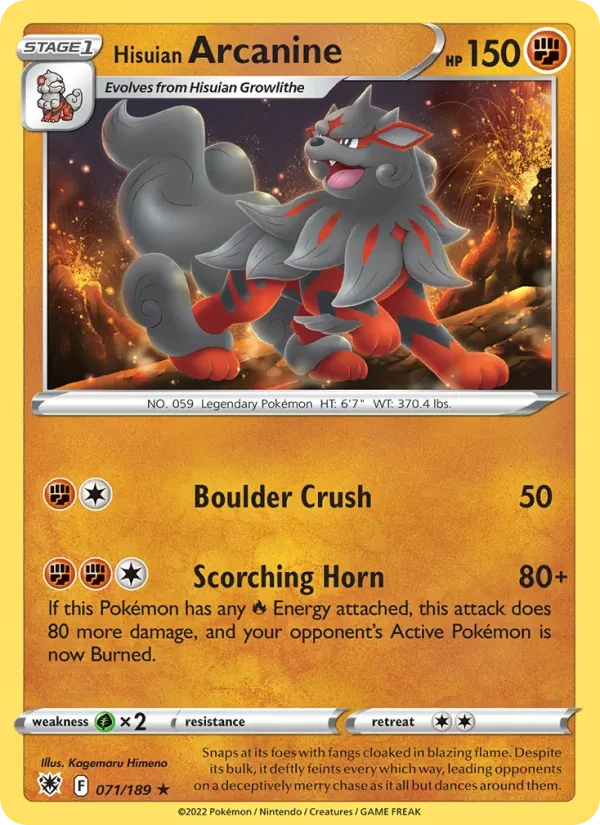 Hisuian Arcanine 071/189 Astral Radiance Pokémon card