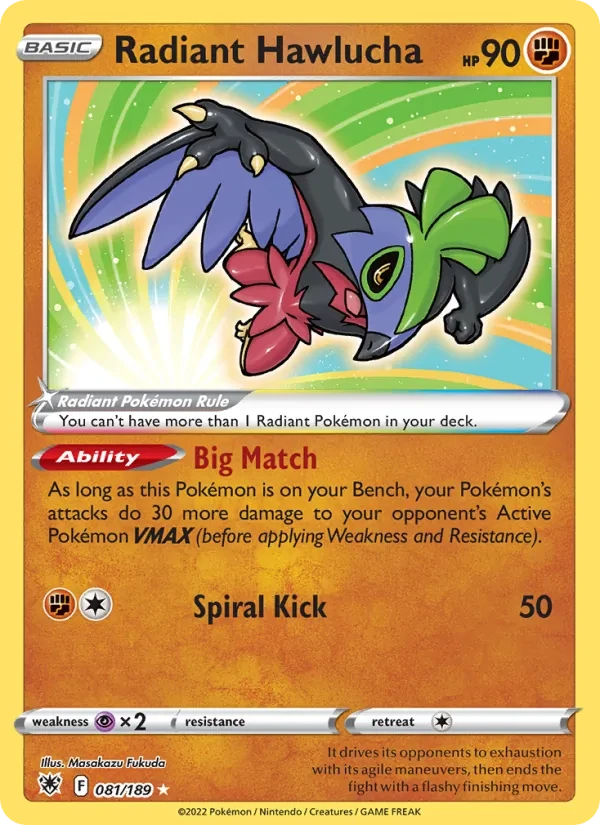 Radiant Hawlucha 081/189 Astral Radiance Pokémon Karte