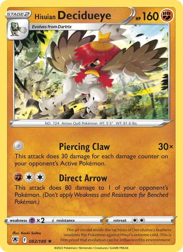 Hisuian Decidueye 082/189 Astral Radiance Pokémon card