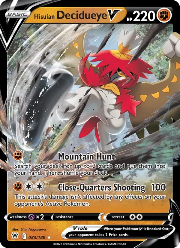 Hisuian Decidueye V 083/189 Astral Radiance Pokémon Karte