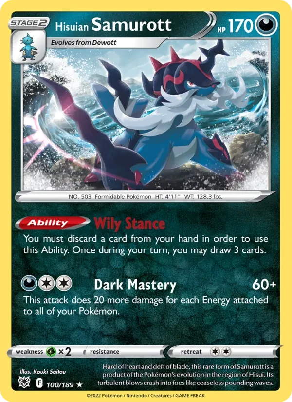 Hisuian Samurott 100/189 Astral Radiance Pokémon card