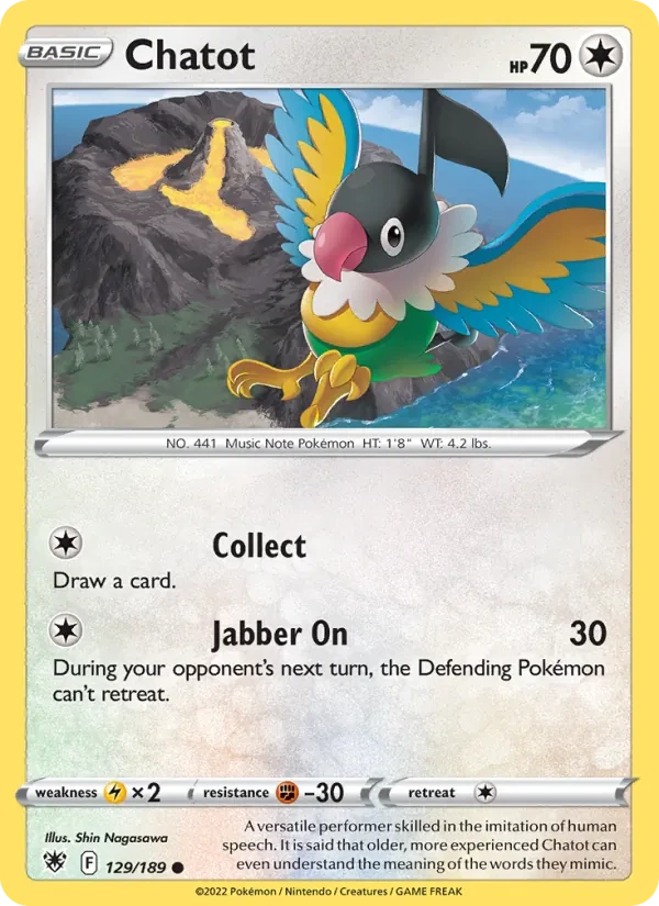 Chatot 129/189 Astral Radiance Pokémon card