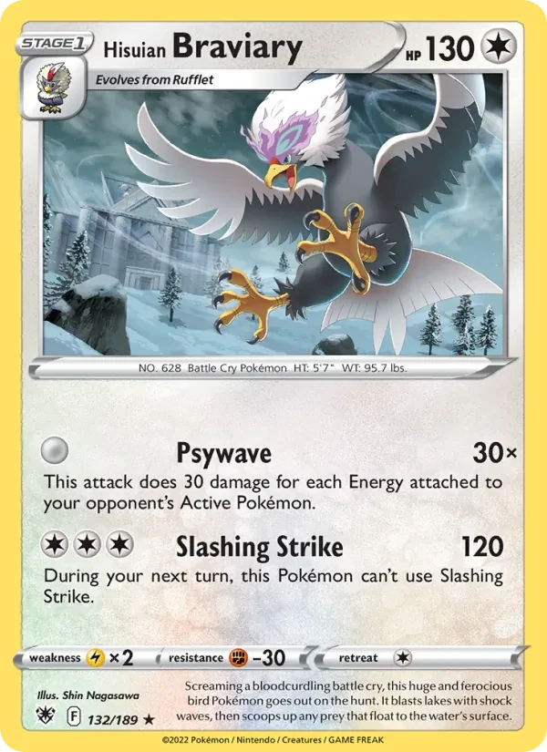 Hisuian Braviary 132/189 Astral Radiance Pokémon card