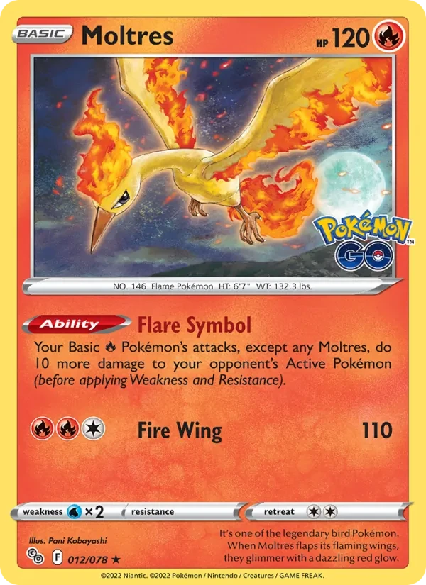 Moltres 012/78 Pokémon GO Pokémon card