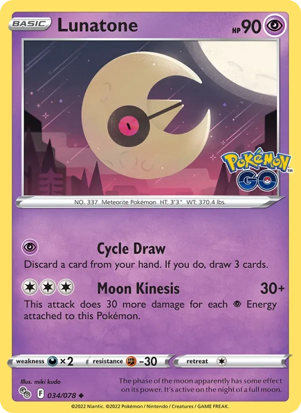 Lunatone 034/78 Pokémon GO Pokémon card