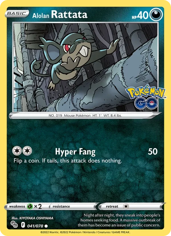 Carta Pokémon Alolan Rattata 041/78 Pokémon GO