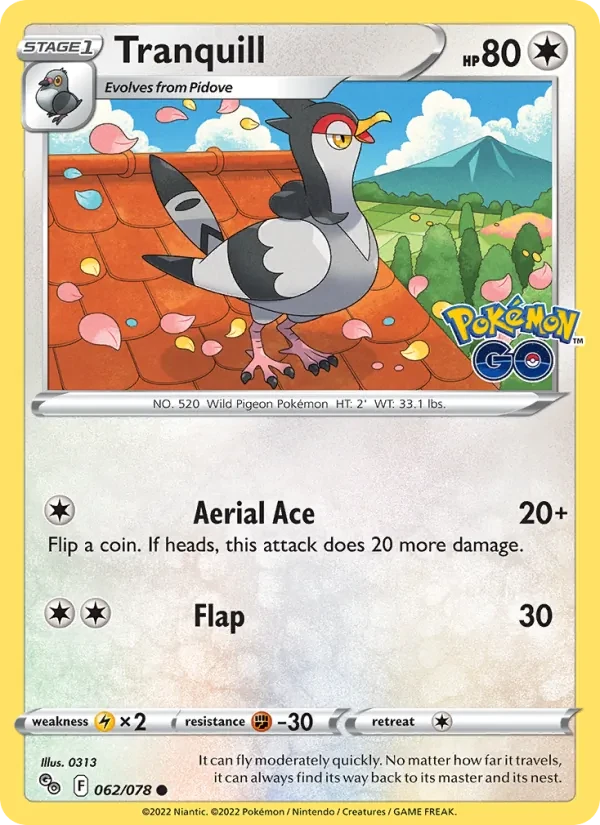 Tranquill 062/78 Pokémon GO Pokémon card