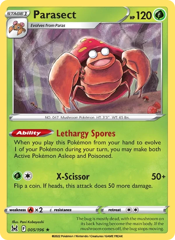 Parasect 005/196 Lost Origin Pokémon card