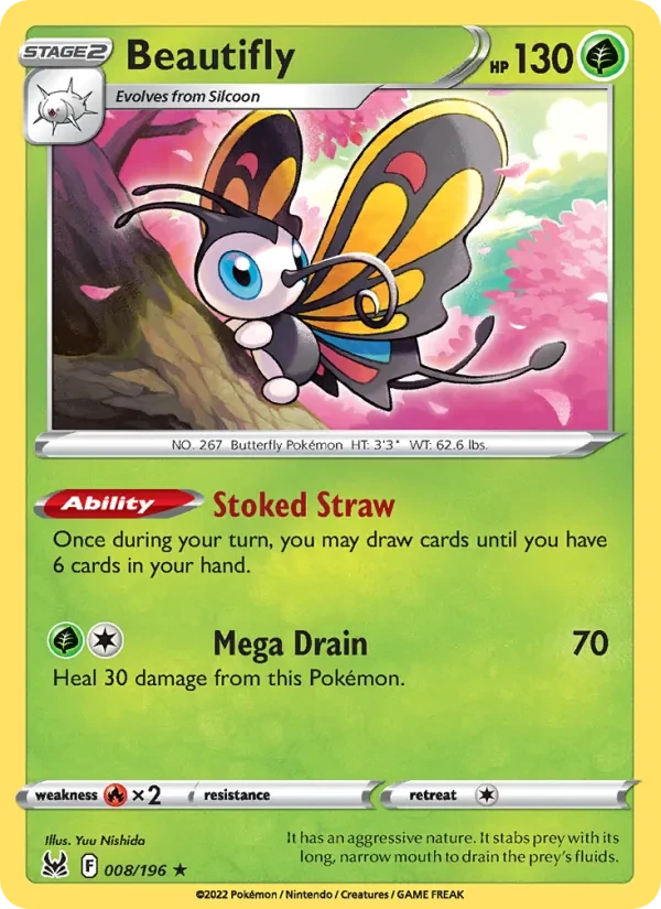 Beautifly 008/196 Lost Origin Pokémon Karte