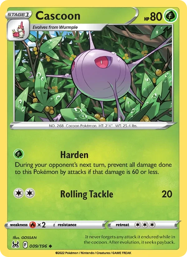 Cascoon 009/196 Lost Origin Pokémon card