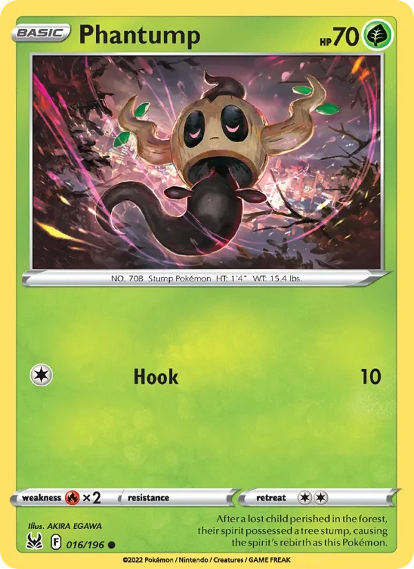 Phantump 016/196 Lost Origin Pokémon card