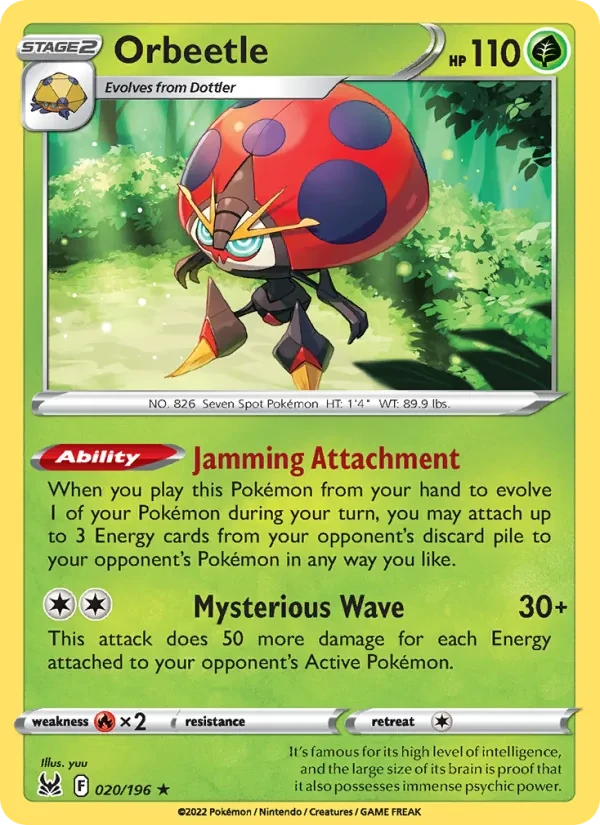 Orbeetle 020/196 Lost Origin Pokémon card