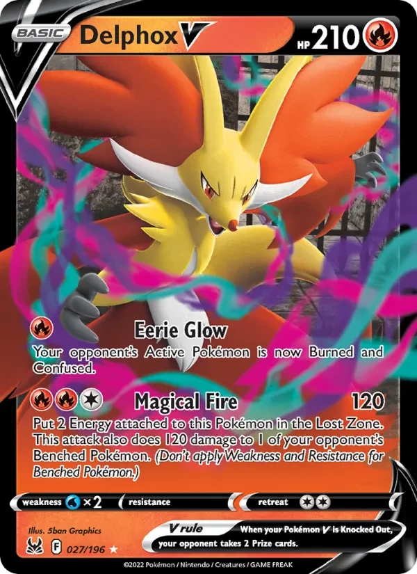 Delphox V 027/196 Lost Origin Pokémon card