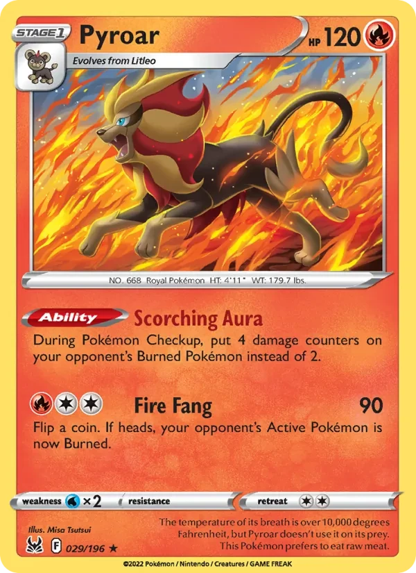 Pyroar 029/196 Lost Origin Pokémon kaart