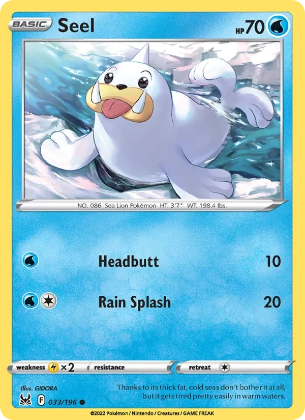 Seel 033/196 Lost Origin Pokémon card