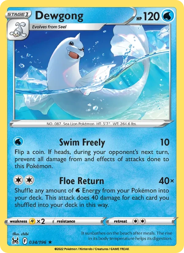 Dewgong 034/196 Lost Origin Pokémon Karte