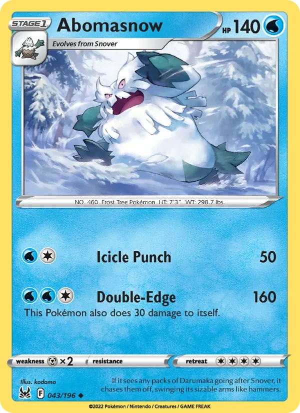 Abomasnow 043/196 Lost Origin Pokémon card