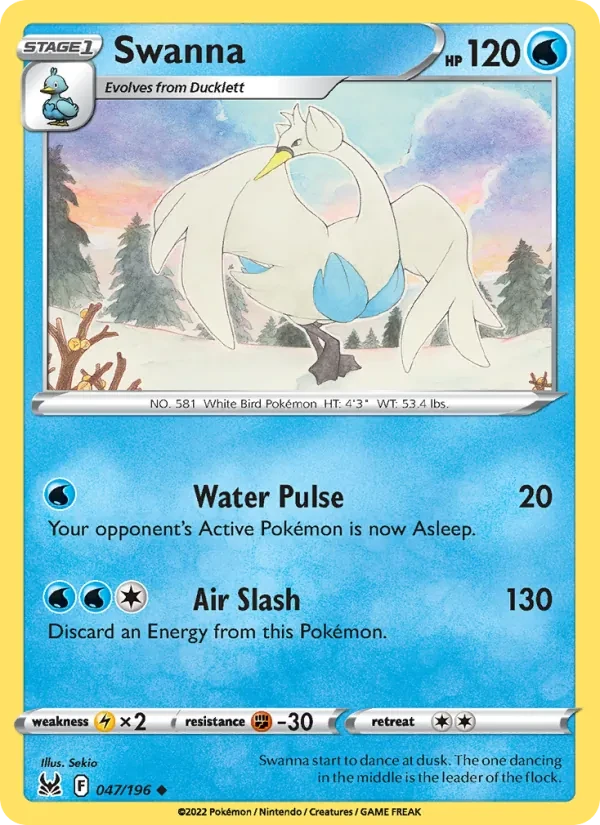 Swanna 047/196 Lost Origin Pokémon card