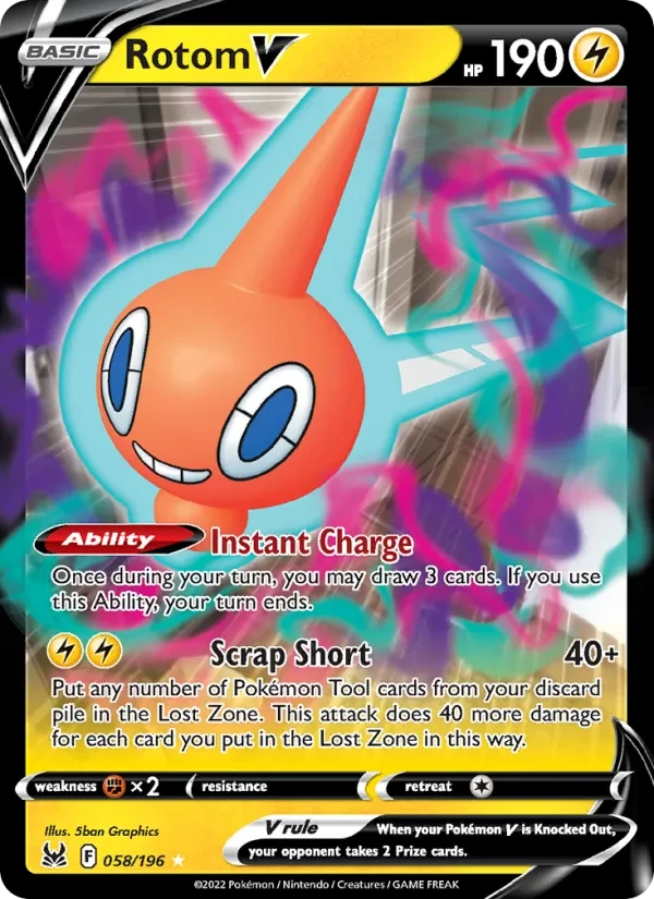 Rotom V 058/196 Lost Origin Pokémon kaart