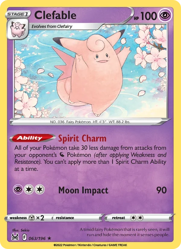 Clefable 063/196 Lost Origin Pokémon Karte