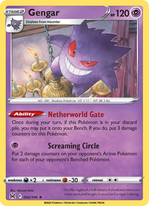 Gengar 066/196 Lost Origin Pokémon Karte