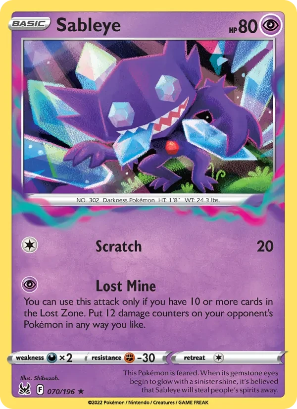 Sableye 070/196 Lost Origin Pokémon card