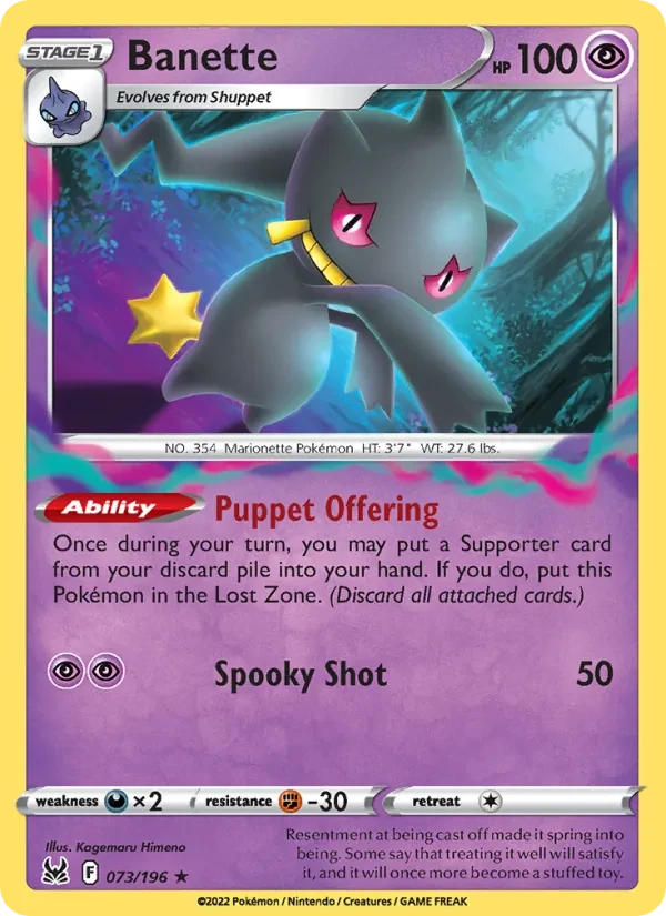Banette 073/196 Lost Origin Pokémon Karte