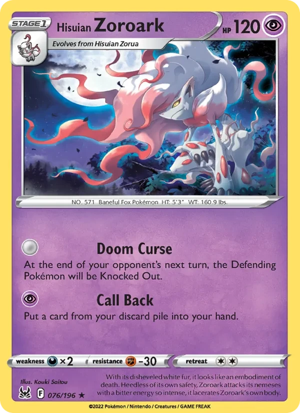 Hisuian Zoroark 076/196 Lost Origin Pokémon card