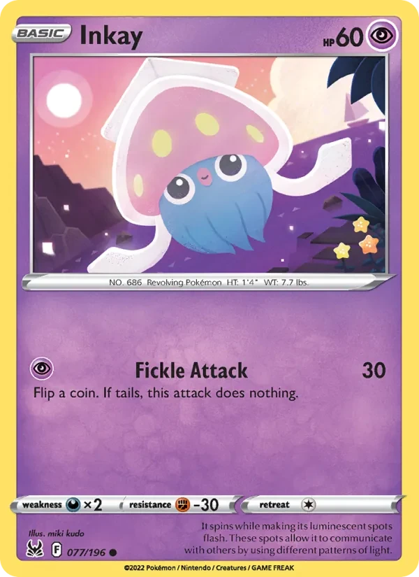 Inkay 077/196 Lost Origin Pokémon card