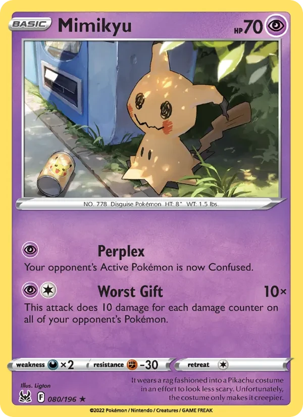 Mimikyu 080/196 Lost Origin Pokémon card