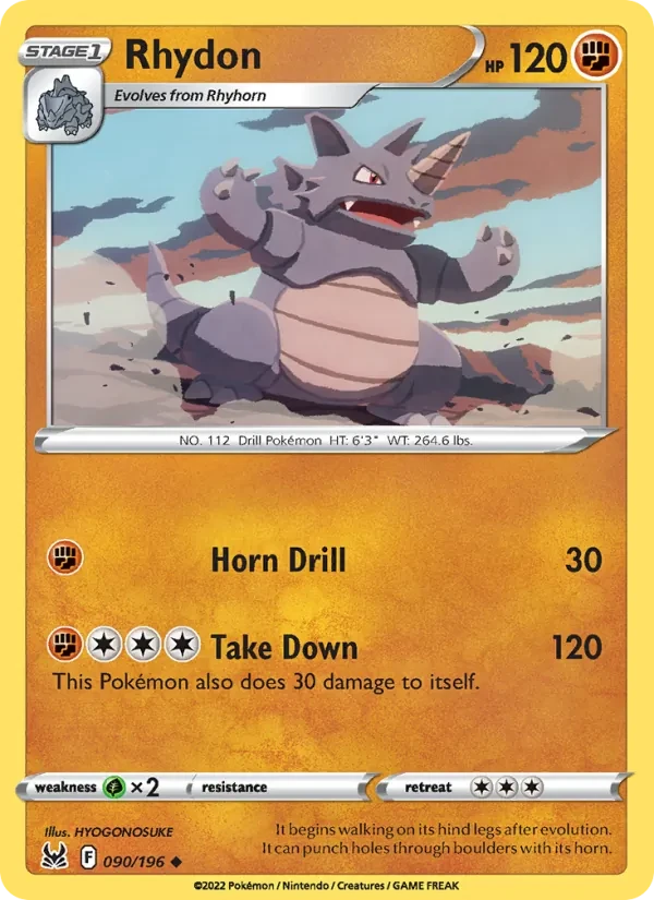 Rhydon 090/196 Lost Origin Pokémon kaart