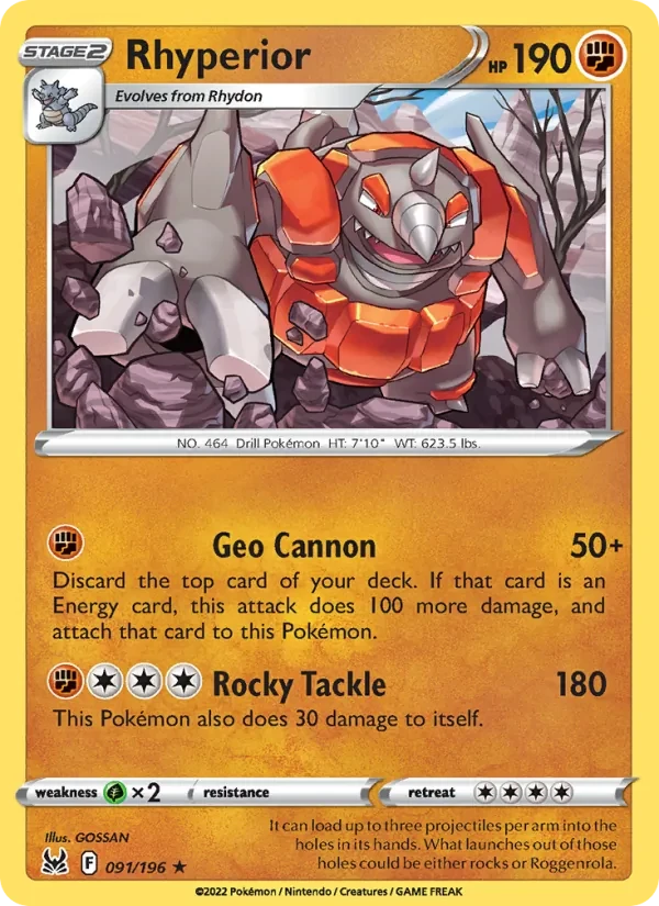 Rhyperior 091/196 Lost Origin Pokémon Karte