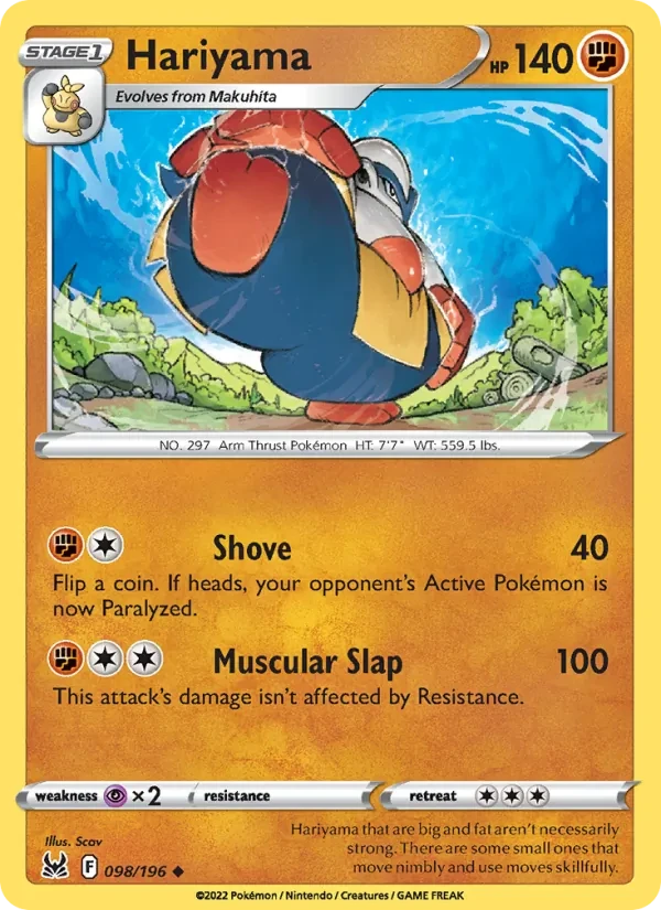 Hariyama 098/196 Lost Origin Pokémon Karte